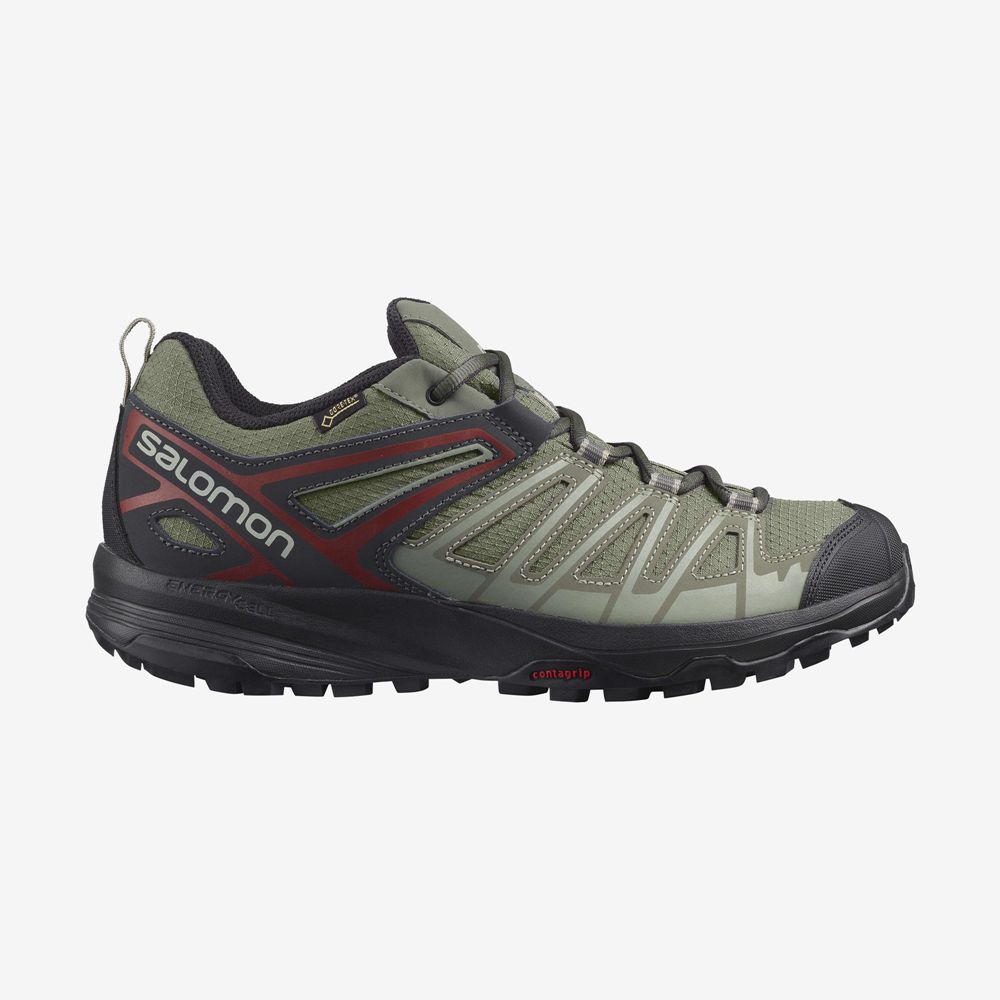 SALOMON X CREST GORE-TEX Philippines - Men's Hiking Shoes - Olive Green | 693470-KGA